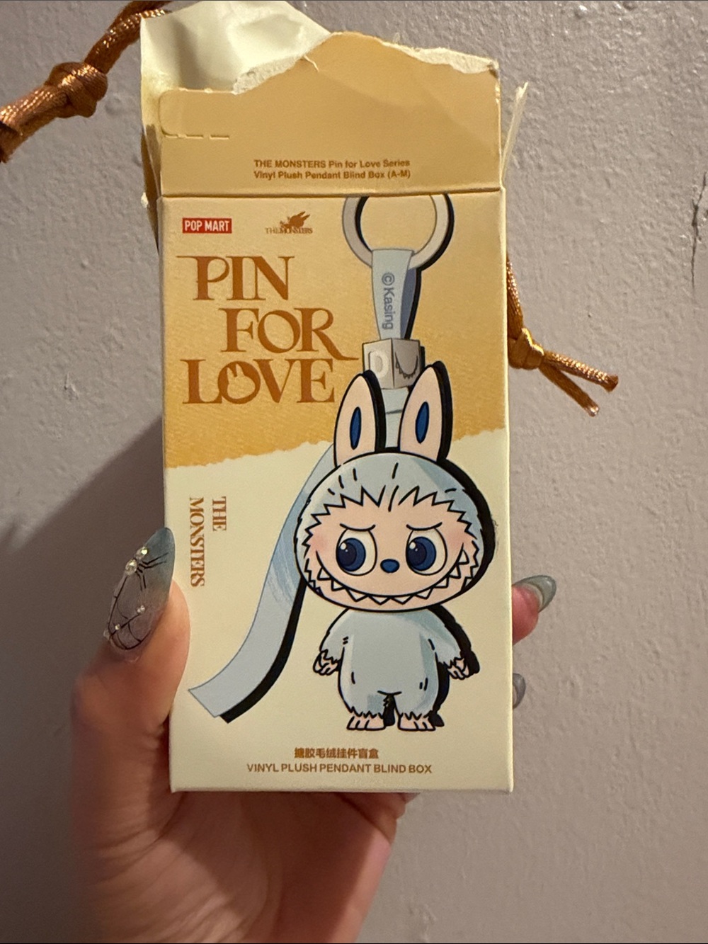 NWT Open Box Blue Labubu Pin For Love Blue Vinyl Plush Key Chain